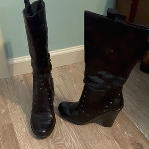 Black leather boots